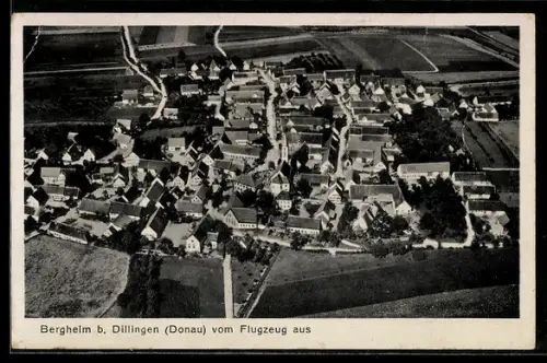 AK Bergheim b. Dillingen, Teilansicht, Fliegeraufnahme
