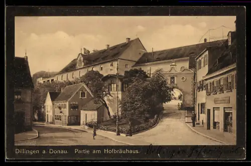 AK Dillingen a. Donau, Strassenpartie am Gasthof Hofbräuhaus
