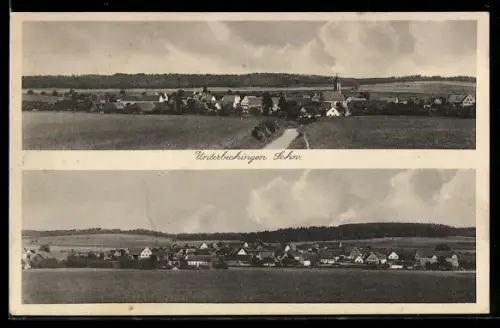 AK Unterbechingen /Schw., Teilansicht mit Kirche, Panorama