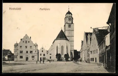 AK Höchstädt, Marktplatz mit Gasthof zur Krone