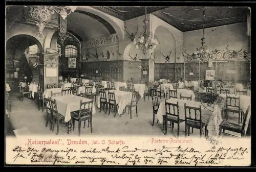 AK Dresden, Restaurant Kaiserpalast, Innenansicht
