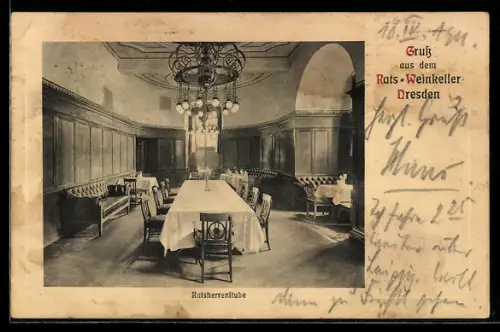 AK Dresden, Gasthaus Raths-Weinkeller, Ratsherrenstube