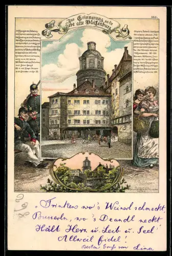 Künstler-AK Leipzig, Hof der Pleissenburg