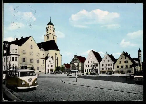 AK Höchstädt an der Donau, Strassenpartie mit VW Bulli