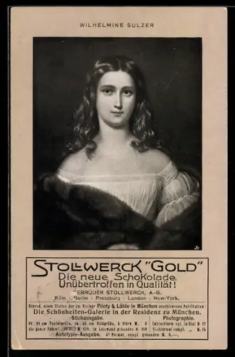 AK Stollwerk Gold Schokolade, Porträt Wilhelmine Sulzer