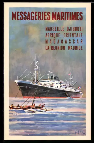 Künstler-AK Passagierschiff der Messageries Maritimes, Tourismus-Werbung