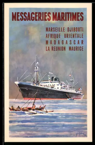 Künstler-AK Passagierschiff der Messageries Maritimes, Tourismus-Werbung