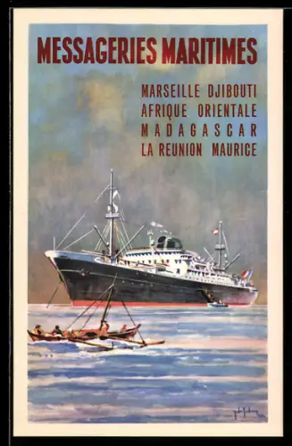 Künstler-AK Passagierschiff der Messageries Maritimes, Tourismus-Werbung