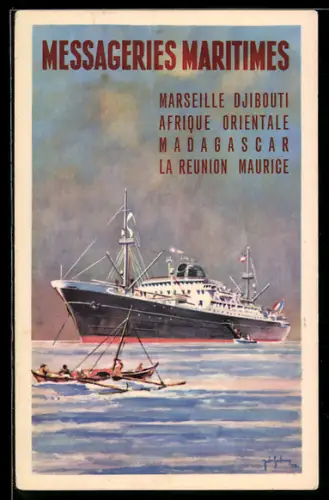 Künstler-AK Passagierschiff der Messageries Maritimes, Tourismus-Werbung