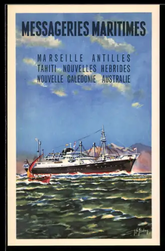 Künstler-AK Messageries Maritimes, Nouvelle Caledonie, Passagierschiff in voller Fahrt