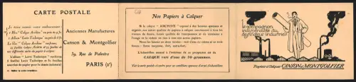 Klapp-AK Paris, Manufactures Canson et Montgolfier, 39 Rue de Palestro, Les Papiers à Calquer, Reklame