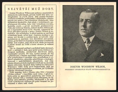 Klapp-AK Präsident der USA Doktor Woodrow Wilson im Porträt