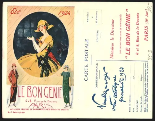 Klapp-AK Paris, Société Le Bon Génie, 6 et 8 Rue de la Douane, Catalogue d`Été 1924, Reklame