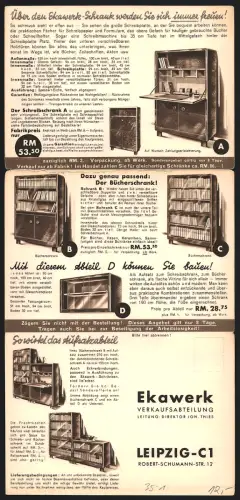 Klapp-AK Leipzig, Ekawerk, Robert-Schumann-Str. 12, Angebot Rolljalousienschrank, Schreibschrank und Bücherschrank