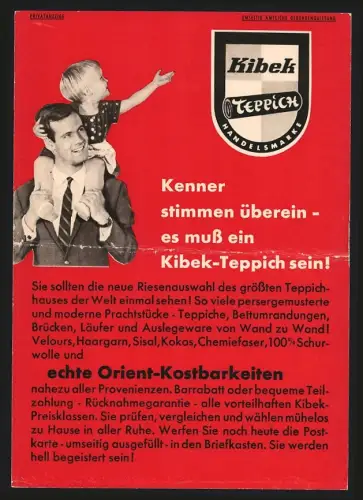 Klapp-AK Elmshorn, Teppich Kibek, Teppich-Hochhaus, Reklame für Kibek-Teppiche