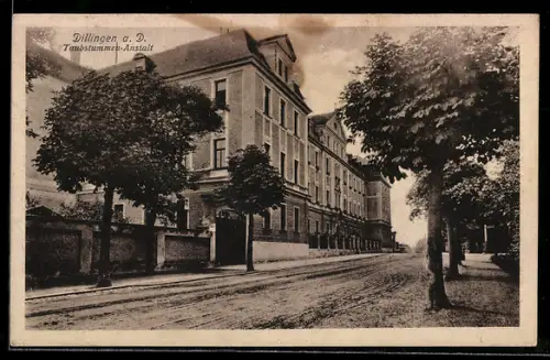 AK Dillingen a. D., Strasse an der Taubstummen-Anstalt