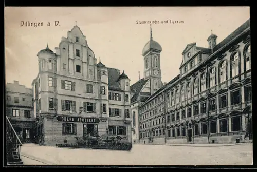 AK Dillingen a. D., Obere Apotheke, Studienkirche und Lyzeum