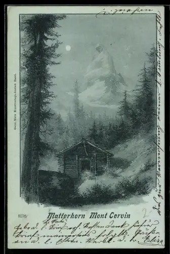 Mondschein-AK Berg mit Gesicht / Berggesichter, Matterhorn, Mont Cervin