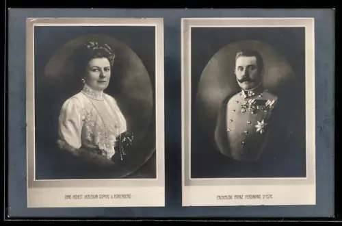 AK Ihre Hoheit Herzogin Sophie v. Hohenberg, Erzherzog Franz Ferdinand d`Este von Österreich
