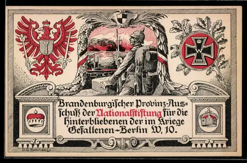 Künstler-AK Brandenburgische Provinz-Ausschuss der Nationalstiftung für die Hinterbliebenen der im Kriege Gefallenen, Kri