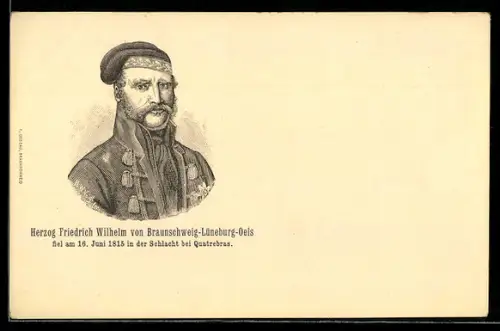 Künstler-AK Portrait Herzog Friedrich Wilhelm von Braunschweig-Lüneburg-Oels