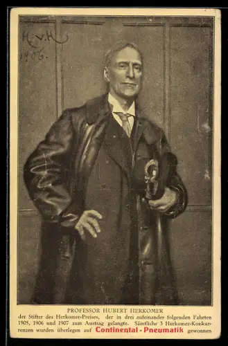 AK Portrait Professor Hubert Herkomer, Stifter des Herkomer-Preises, Autorennen