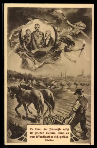 AK Es kann der Frömmste nicht in Frieden bleiben..., Zar Nikolaus II. von Russland