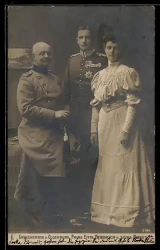 AK Prinz Eitel Friedrich von Preussen und seine Braut, Grossherzog von Oldenburg