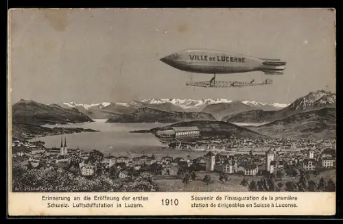 AK Luzern, Luftschiff  Ville de Lucerne  über der Stadt