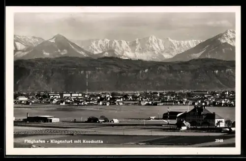 AK Klagenfurt, Panorama mit Flughafen und Koschutta