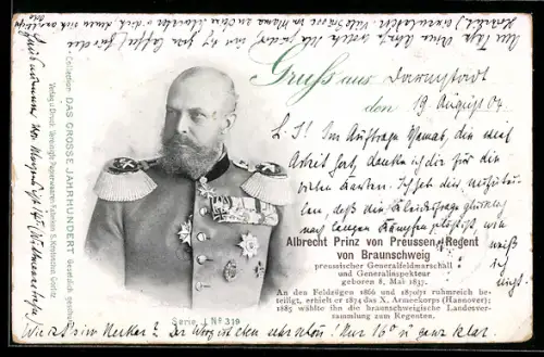 AK Portrait Albrecht Prinz von Preussen Regent von Braunschweig mit Ordensspange