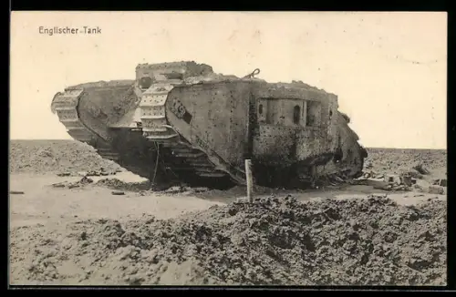 AK Englischer Panzer im Kriegsgelände