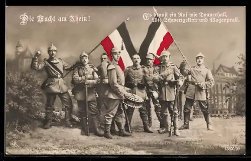 AK Infanteriesoldaten auf ihrem Wachposten am Rhein
