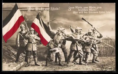 AK Infanterie Soldaten bilden Die Wacht am Rhein
