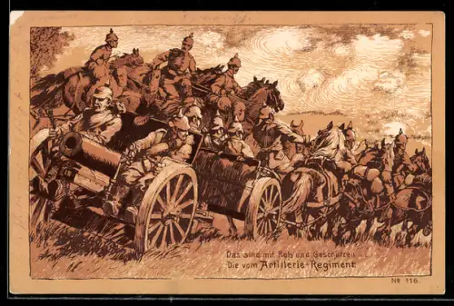 AK Artillerie-Regiment mit Geschützen auf dem Vormarsch