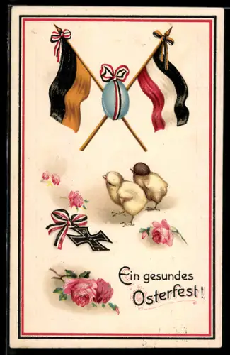 AK Eisernes Kreuz mit Falggen als Ostergruss
