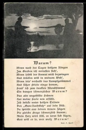 AK Infanterie, Soldaten Gedicht Warum?