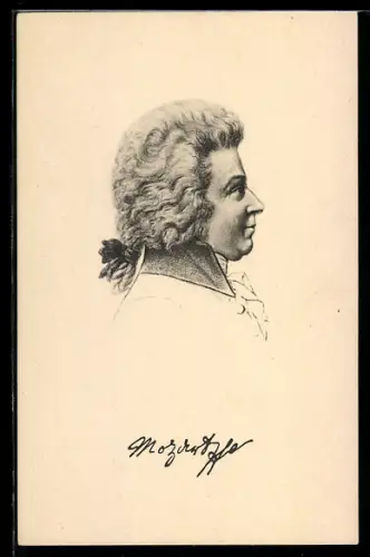 AK Wolfgang Amadeus Mozart im Seitenprofil