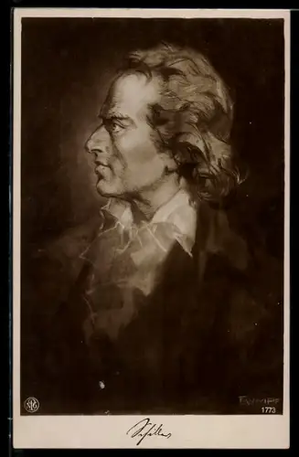 Künstler-AK Friedrich Schiller im Seitenprofil