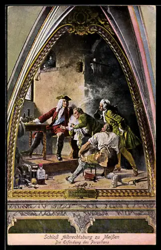 AK Meissen, Königl. Albrechtsburg, die Erfindung des Porzellans
