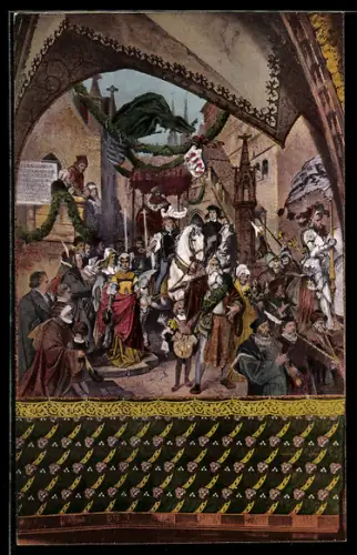 AK Meissen, Schloss Albrechtsburg, Einzug der Prinzen Ernst & Albrecht 1455