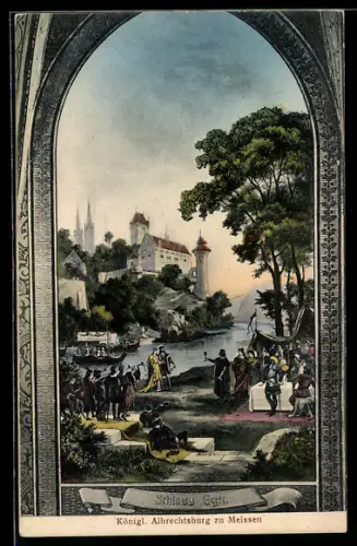AK Meissen, Königl. Albrechtsburg, Gemälde von Schloss Eger