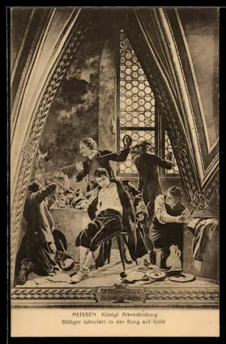 AK Meissen, Königl. Albrechtsburg, Böttcher im Laboratorium
