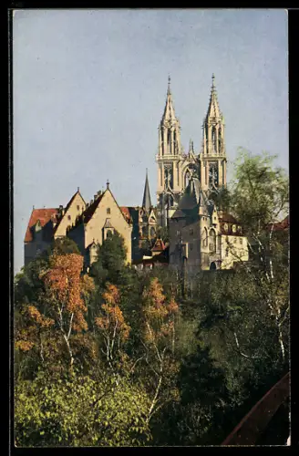 AK Meissen, Albrechtsburg und Dom vom Meisatal