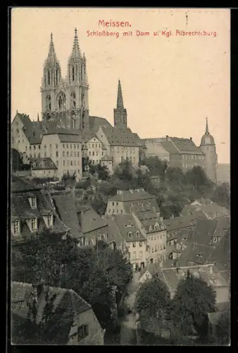 AK Meissen, Königliche Albrechtsburg, Schlossberg mit Dom