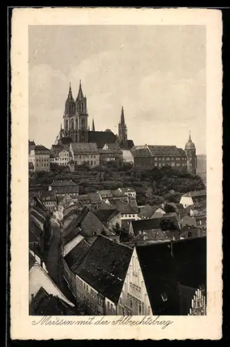 AK Meissen, Königliche Albrechtsburg, Teilansicht mit Ort