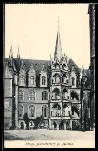 AK Meissen, Königliche Albrechtsburg mit Brunnen