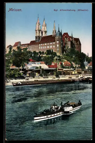 AK Meissen, Königliche Albrechtsburg von der Elbseite