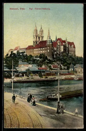 AK Meissen, Königliche Albrechtsburg mit Elbpartie
