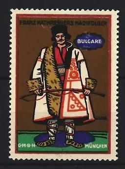 Künstler-Reklamemarke Franz Paul Glass, München, Franz Kathreiners Nachfolger, Bulgarischer Krieger